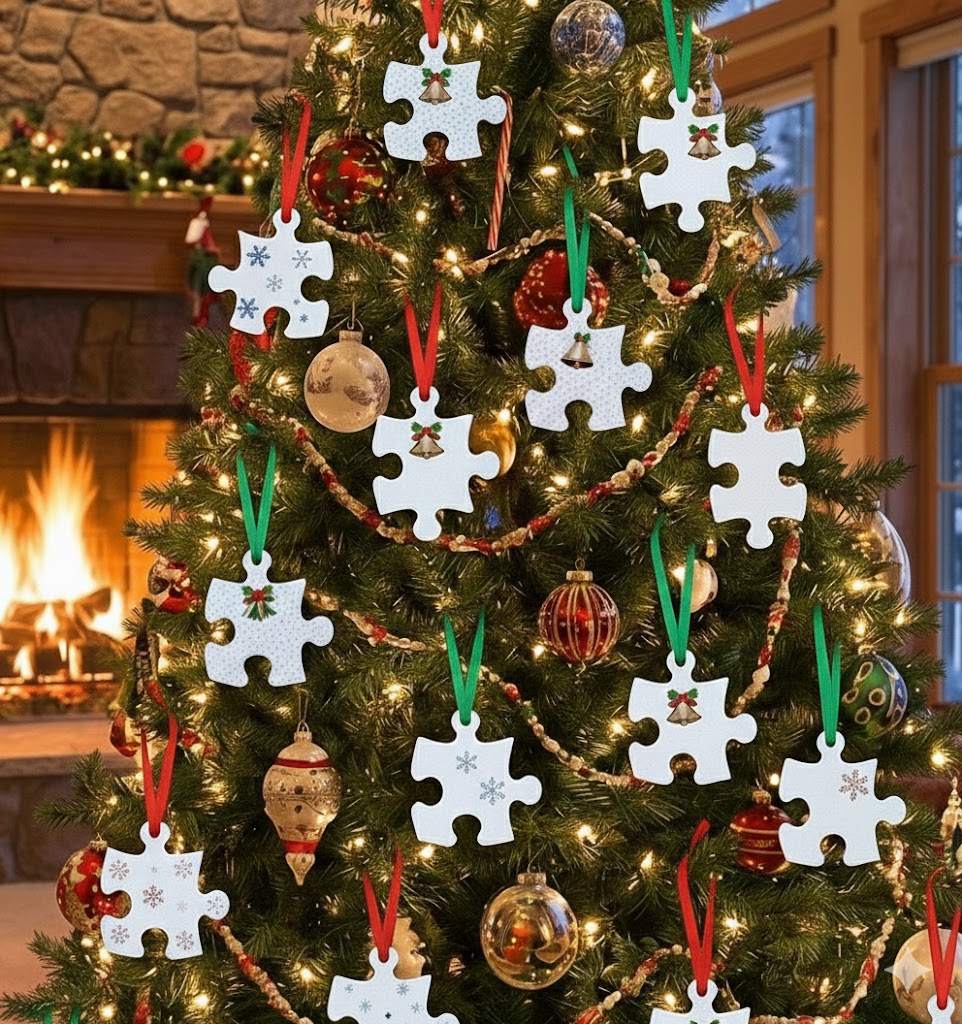 クリスマスオーナメント（飾り）用ジグソーパズルピース