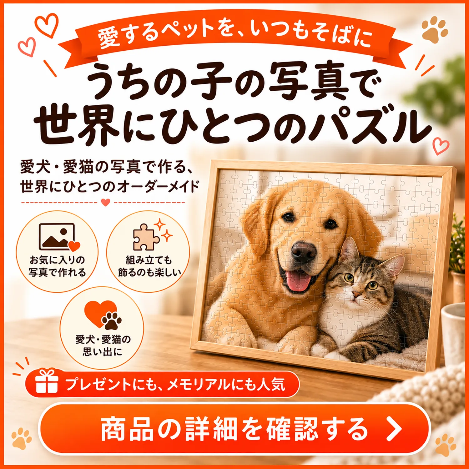 ペットの写真から作るオリジナルジグソーパズル
